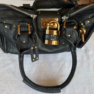 Chloe Black Satchel with Gold Accents